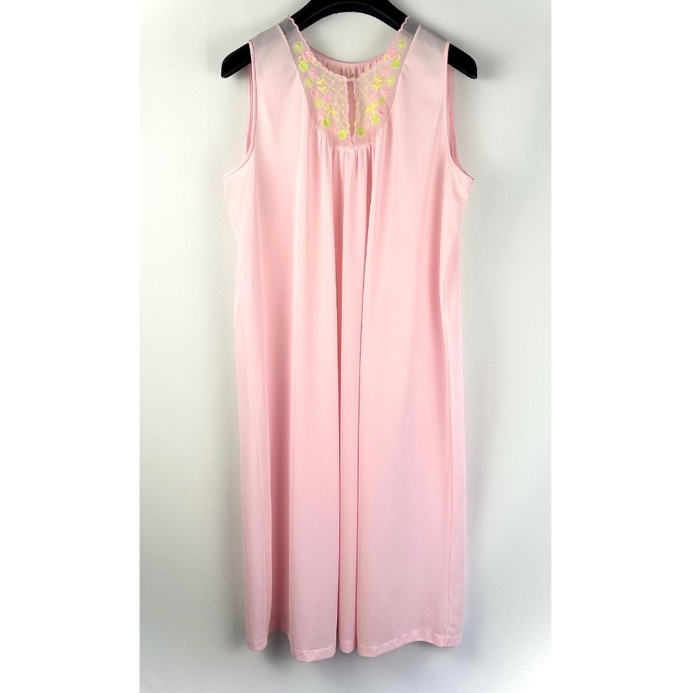 Vintage 1960’s ‘Sears’ Nylon Lingerie Sleep Dress in Pink with Flowers - S/M